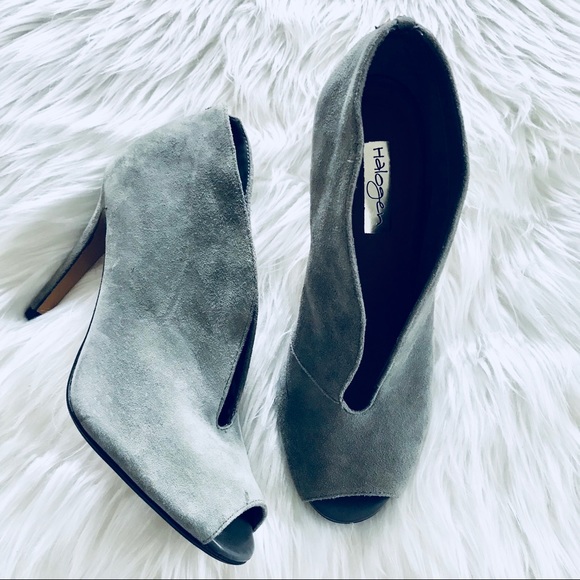 Halogen Shoes - Holden Gray Suede Peep Toe Bootie Size 6